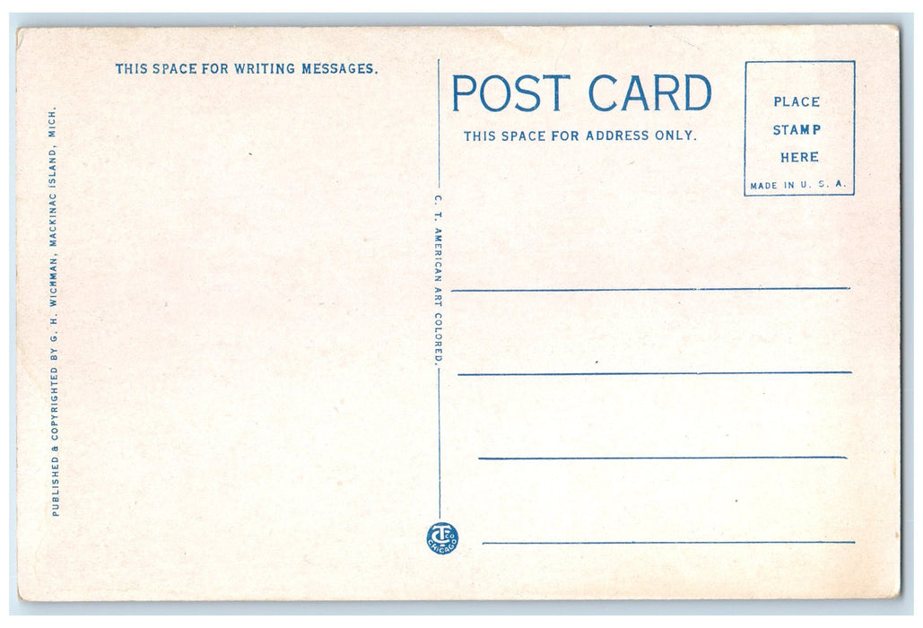 c1940 Michigan State Ferry Dock Classic Cars Cargo Shipping Mackinaw MI Postcard