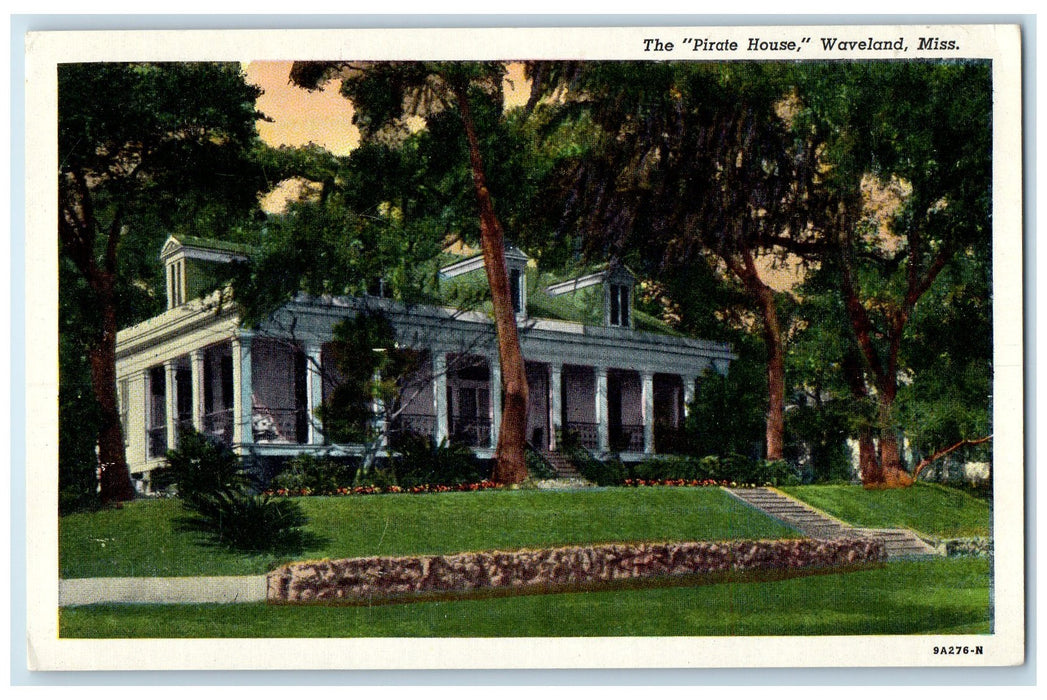 c1940s The Pirate House Exterior Waveland Mississippi MS Unposted Trees Postcard