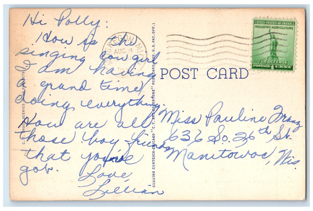 1940 Greetings From Muskegon Turnpikes Views Forest Michigan MI Posted Postcard