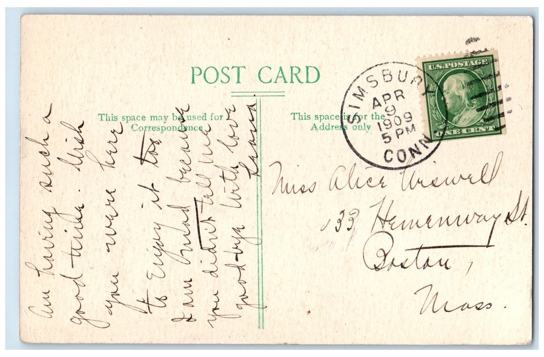 1909 Residence Of Honorable Geo McLean Sisbury Connecticut CT Posted Postcard