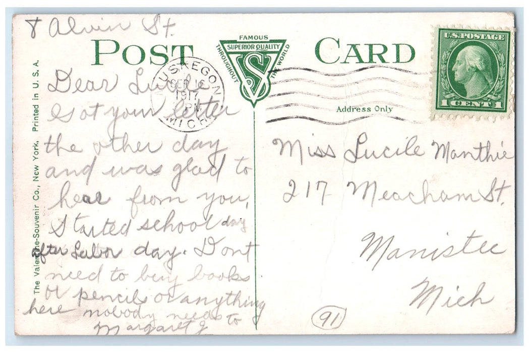 1917 Occidental Hotel Building Restaurant Classic Cars View Muskegon MI Postcard