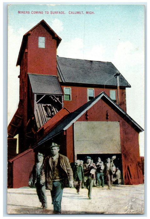 c1950's Miners Coming To Surface Processing House Calumet Michigan MI Postcard