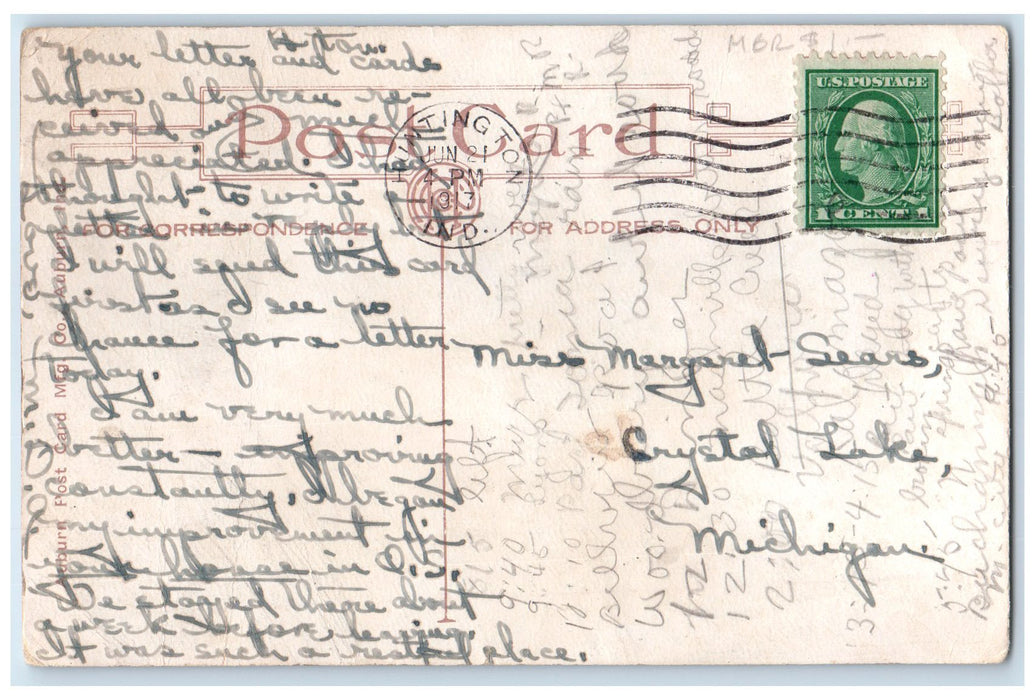 1917 New Huntington High School Building Campus Huntington Indiana IN Postcard