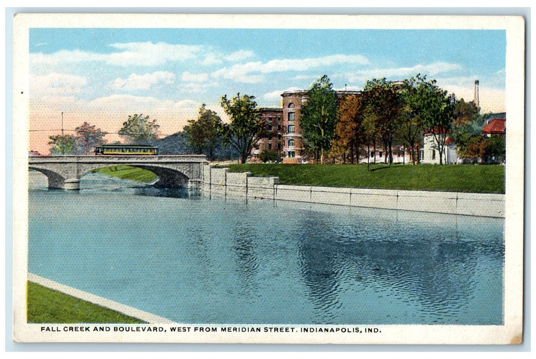 c1920 Fall Creek Boulevard From Meridian Street Indianapolis Indiana IN Postcard