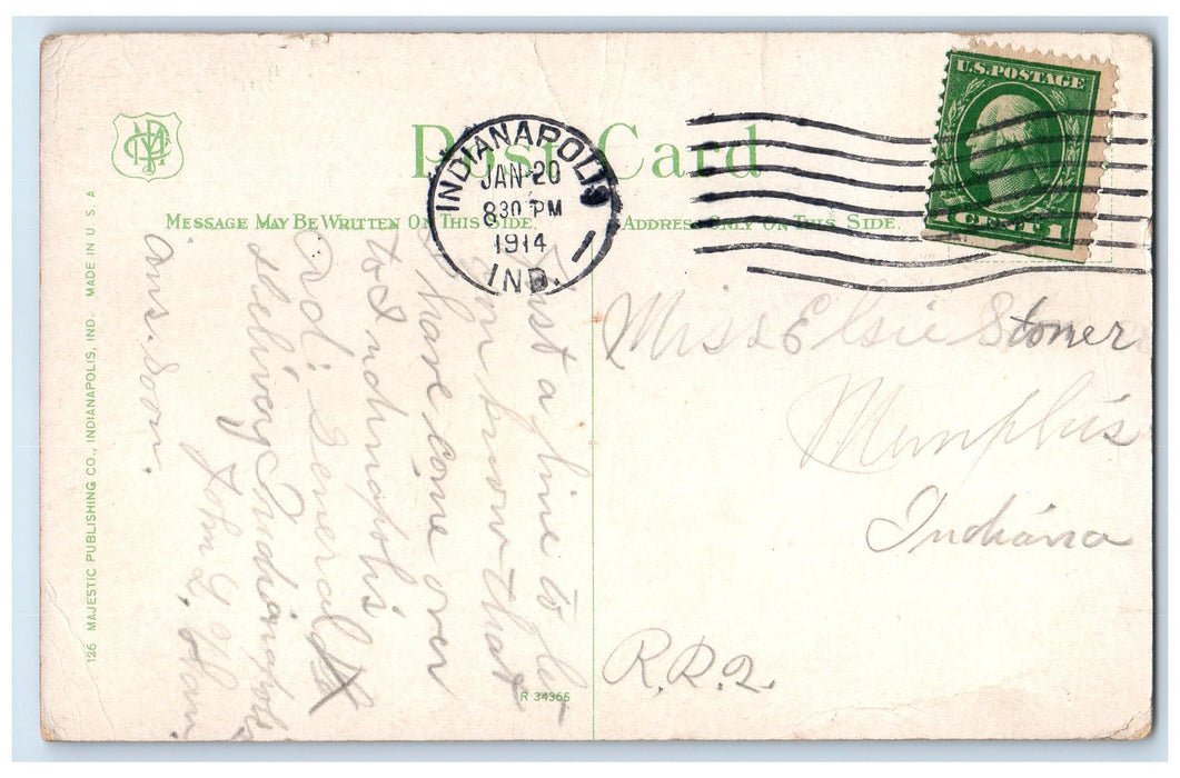 1914 Hotel Washington Aerial View Restaurant Building Indianapolis IN Postcard