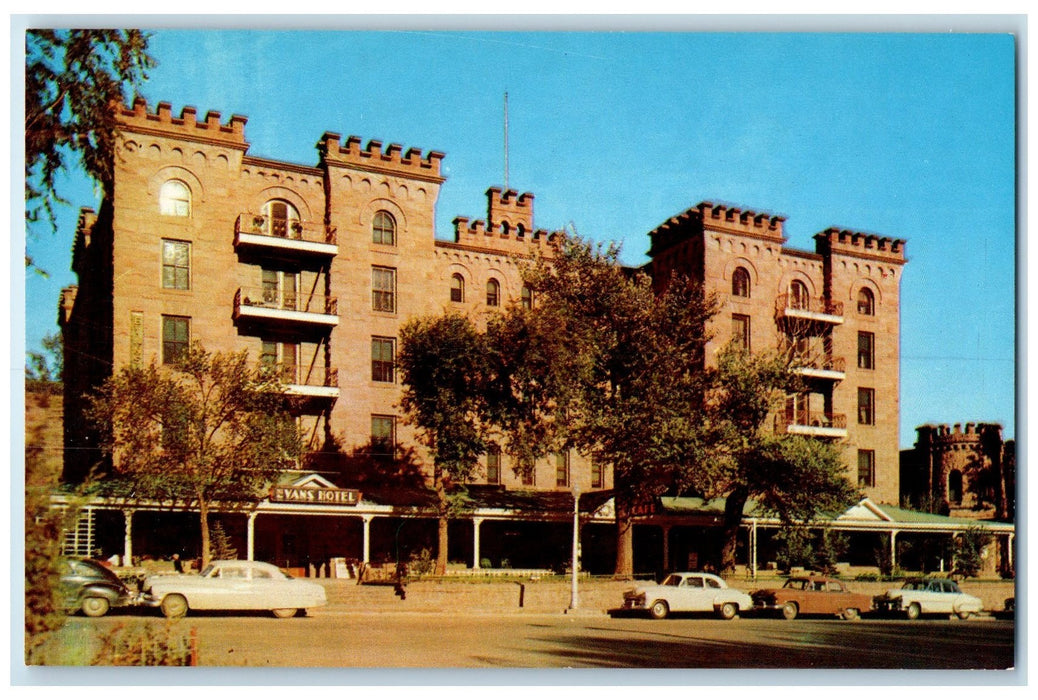 c1960's Evans Hotel Exterior Roadside Hot Springs South Dakota SD Trees Postcard