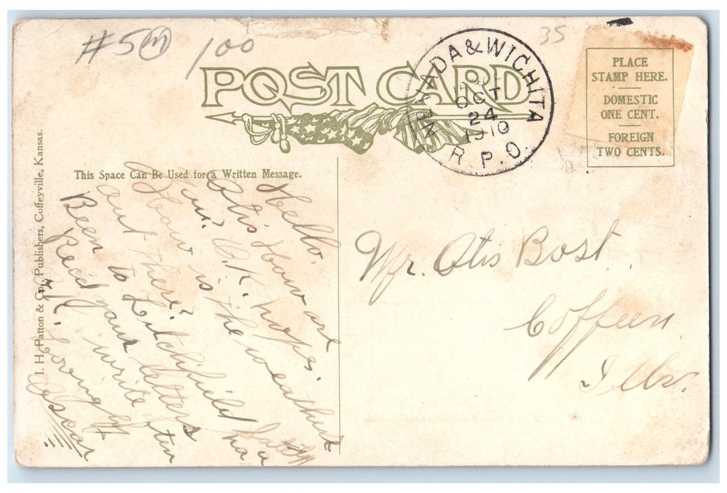 c1910's National Oil Refinery Pond View Building Coffeyville Kansas KS Postcard