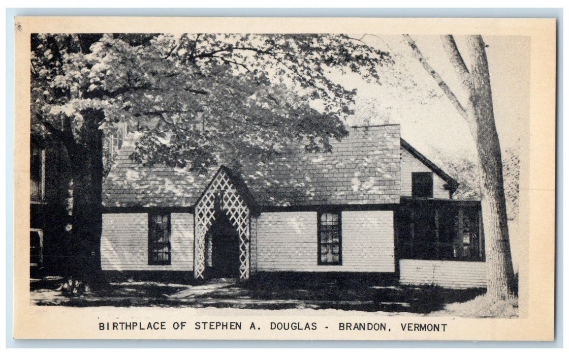 c1940's Birthplace Of Stephen A. Douglas Brandon Vermont VT Unposted Postcard