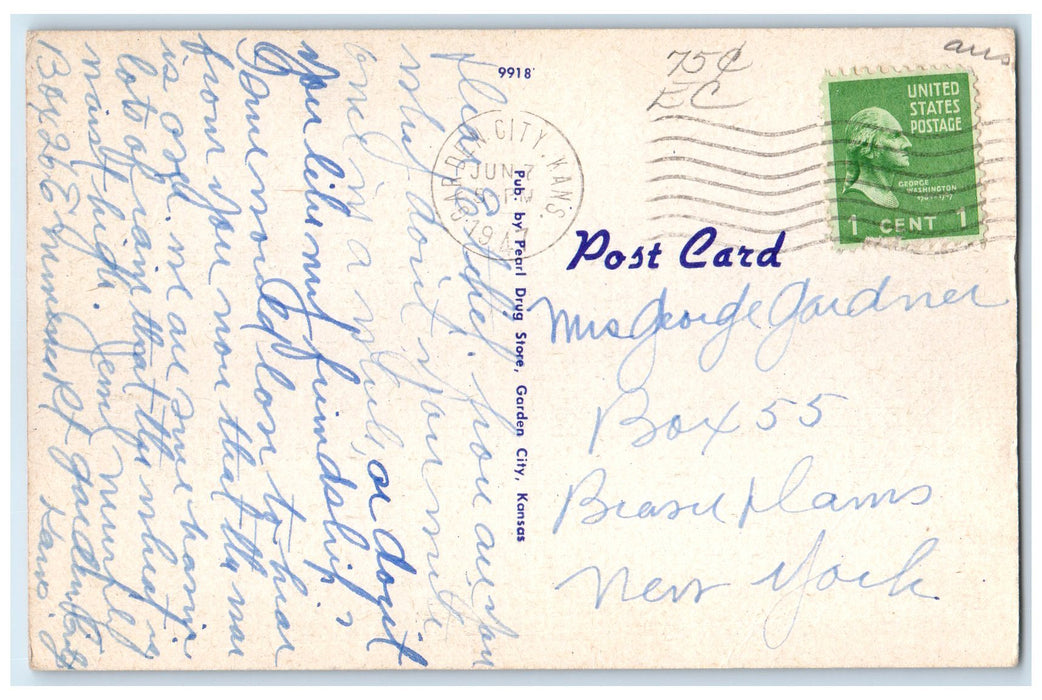 1947 Sugar Factory Building Classic Cars Garden City Kansas KS Posted Postcard