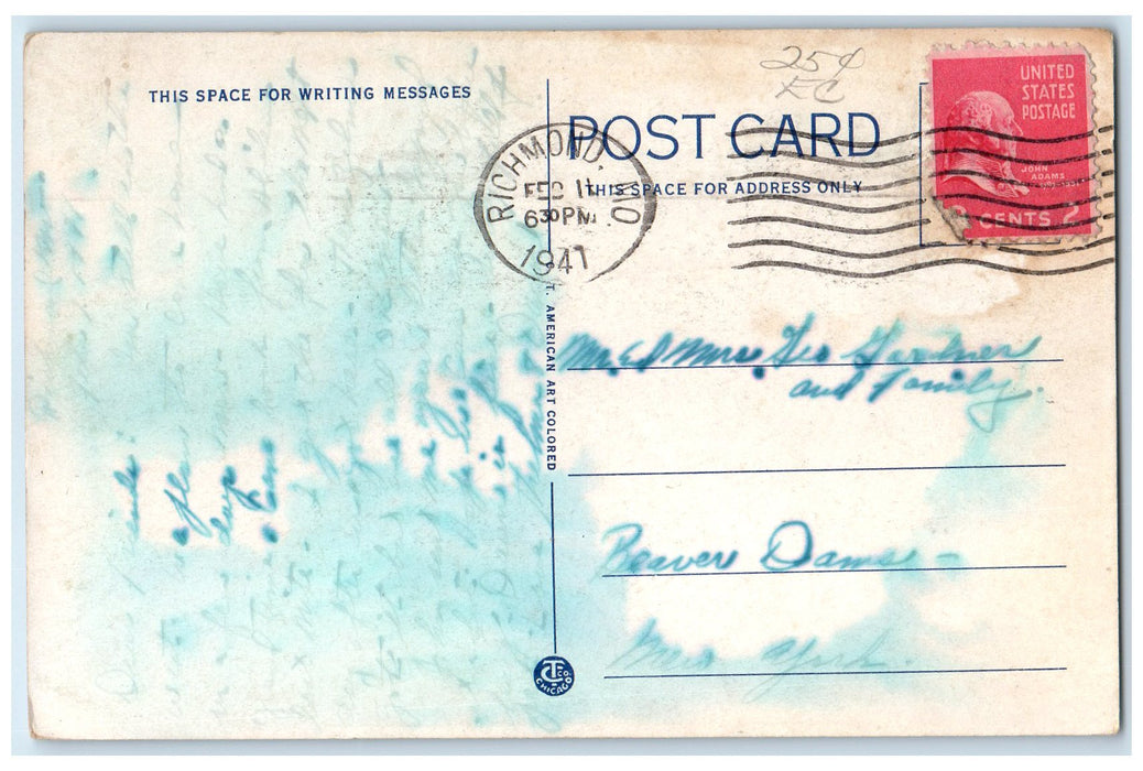 1941 High School Campus Building Smokestacks Abilene Kansas KS Posted Postcard