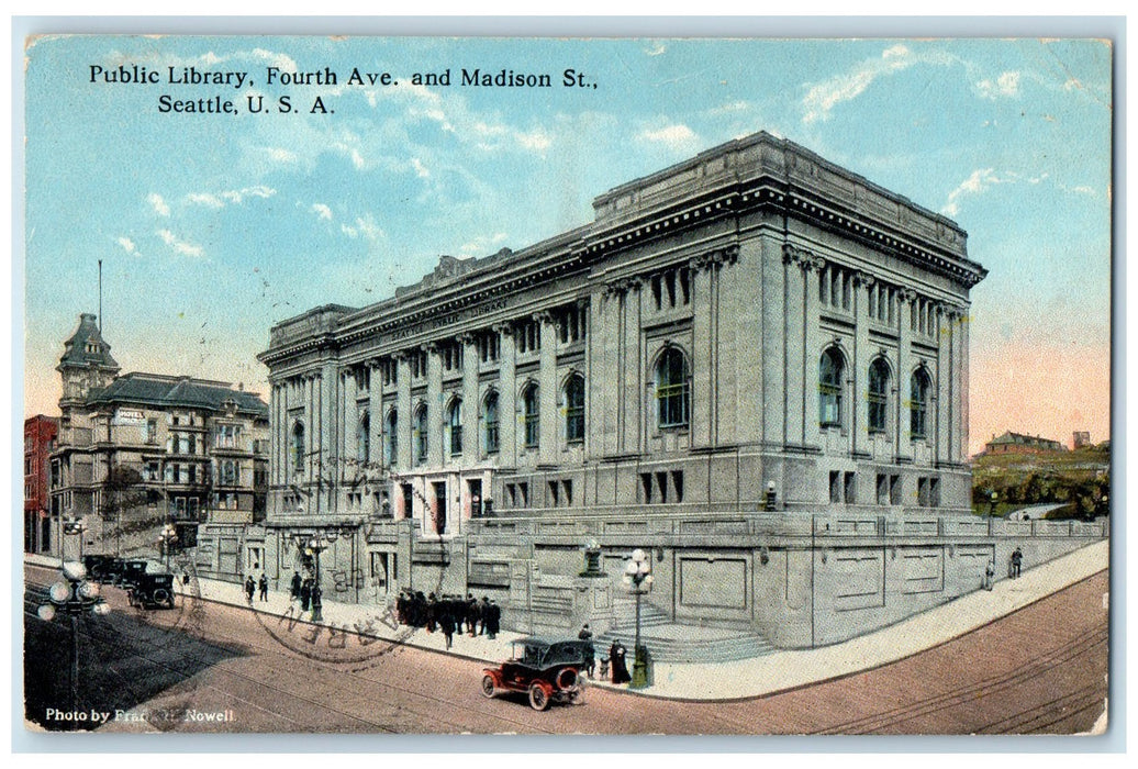 1922 Public Library Fourth Ave. And Madison St. Seattle Washington WA Postcard