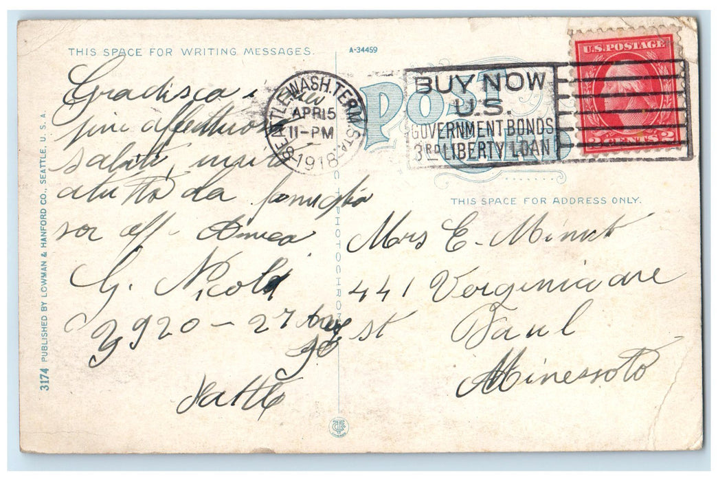 1918 A Group Of Buildings University Of State Of Washington Seattle WA Postcard