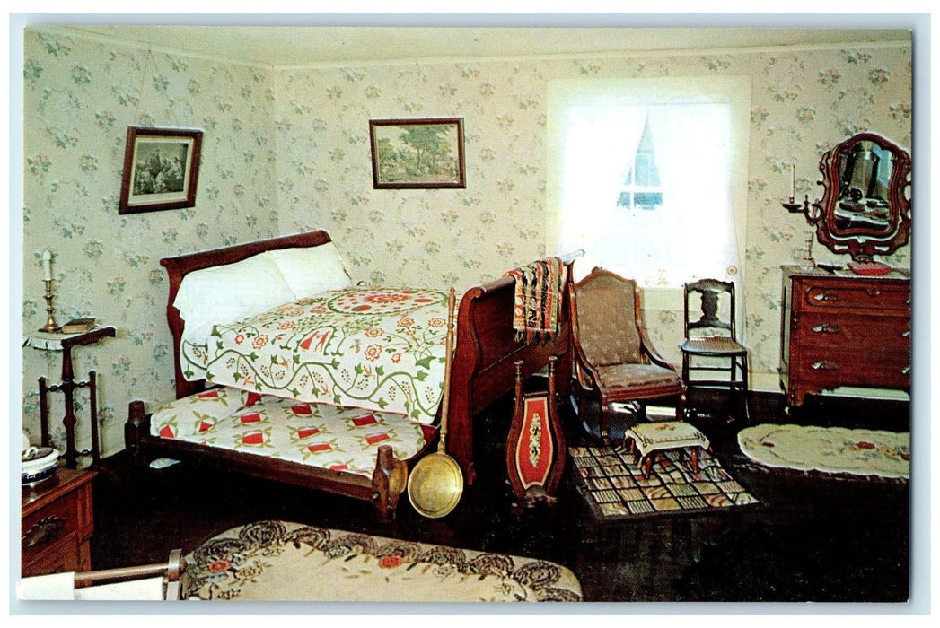 c1950 Bedroom In Sibley House interior Set Up View Mendota Minnesota MN Postcard