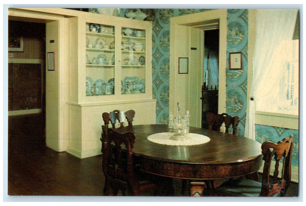 c1950 Dining Room Sibley House Mahogany Furniture Mendota Minnesota MN Postcard