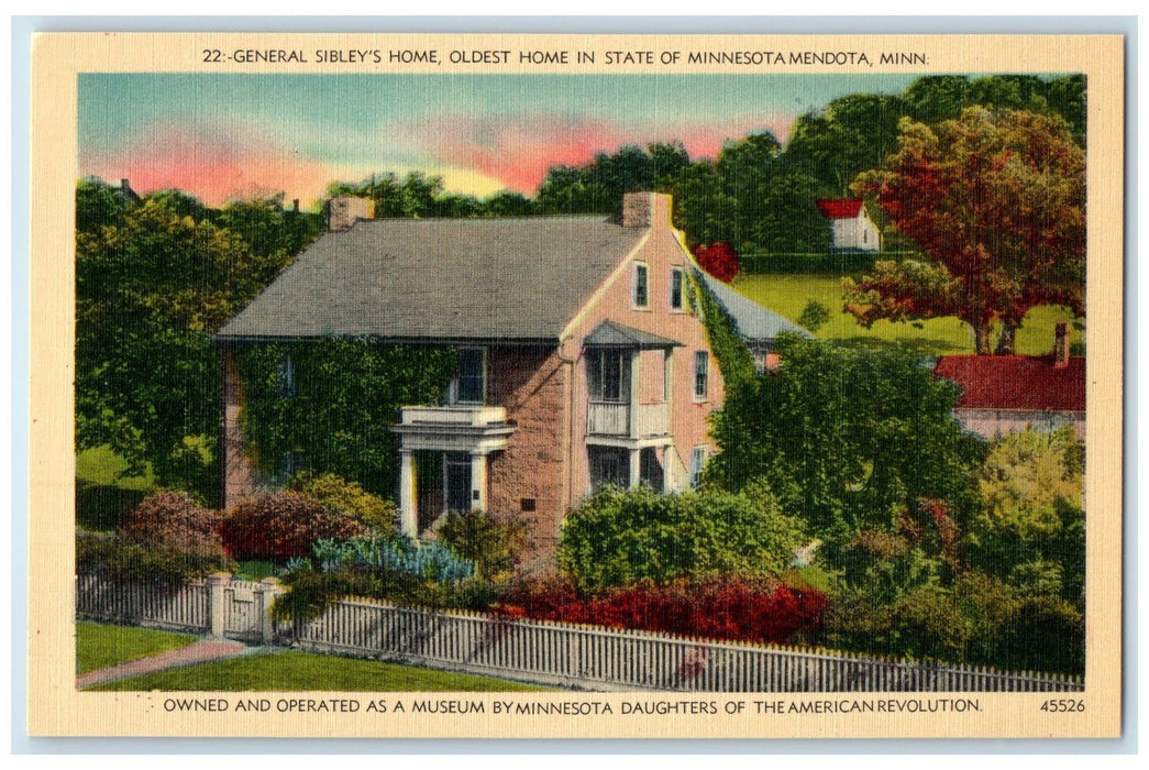 c1940's General Sibley's Home Oldest In State Of Minnesota MN Unposted Postcard
