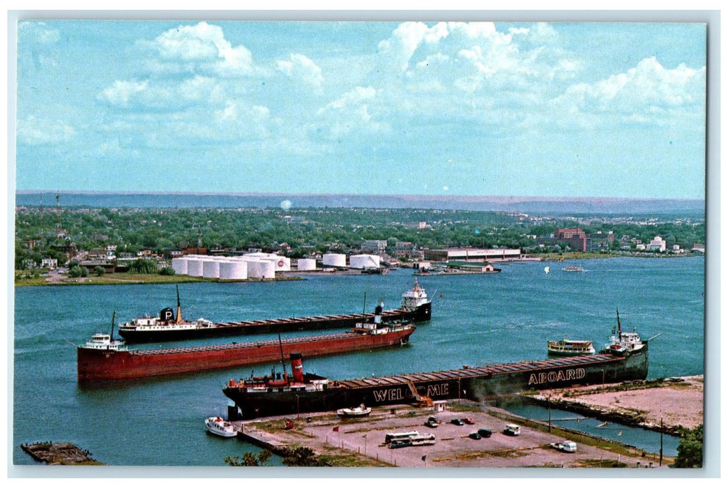c1960's The Steamship Valley Camp An Operational Sault Ste. Marie MI Postcard
