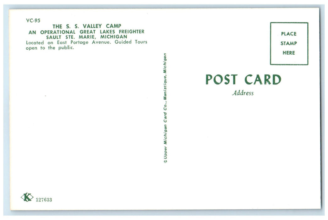 c1960's The Steamship Valley Camp An Operational Sault Ste. Marie MI Postcard