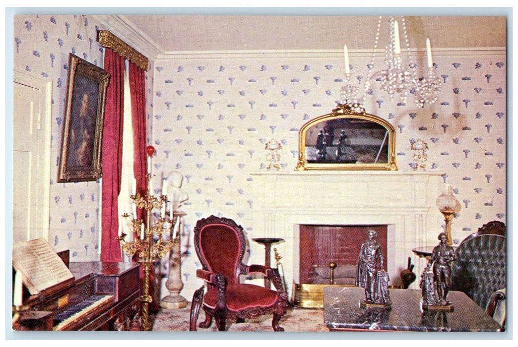 c1950's Parlor At Fort Hill Portrait Clemson College South Carolina SC Postcard