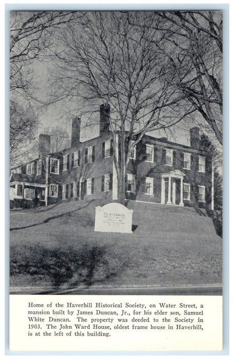 c1905's Home Of Haverhill Historical Society Haverhill Massachusetts MA Postcard