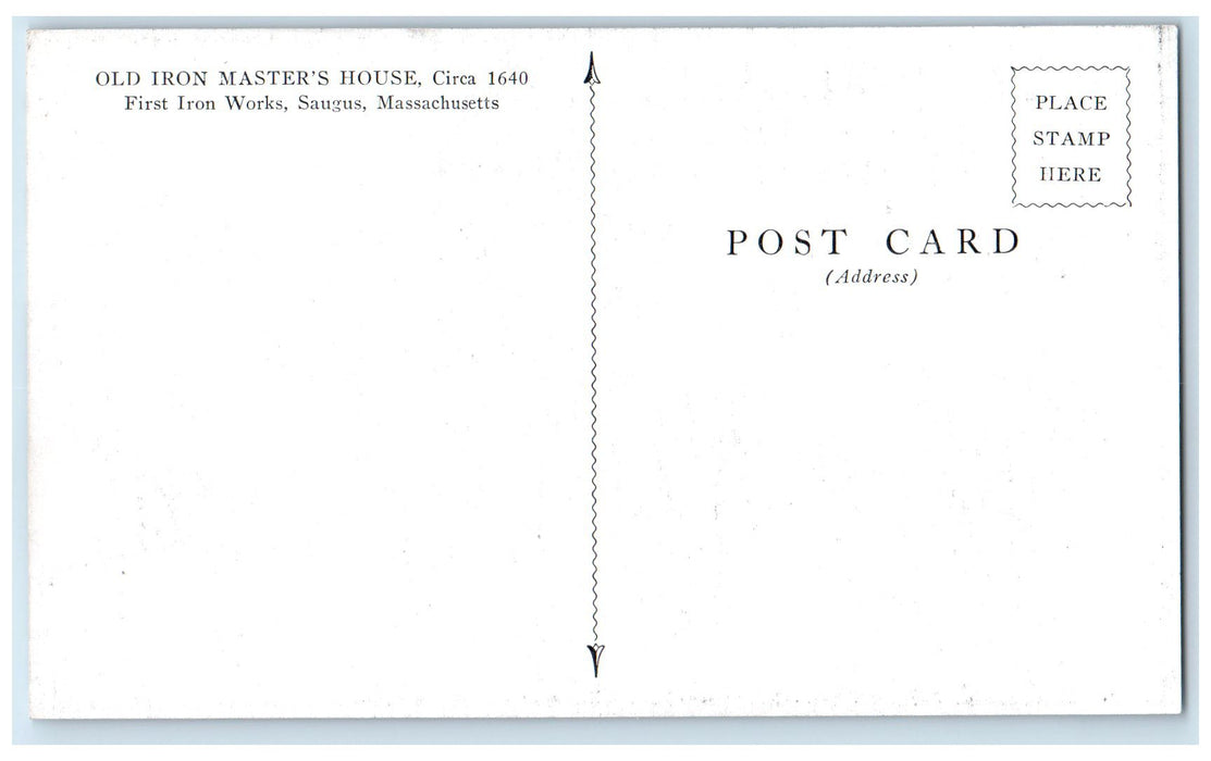c1910 Old Iron Master's House First Iron Works Saugus Massachusetts MA Postcard
