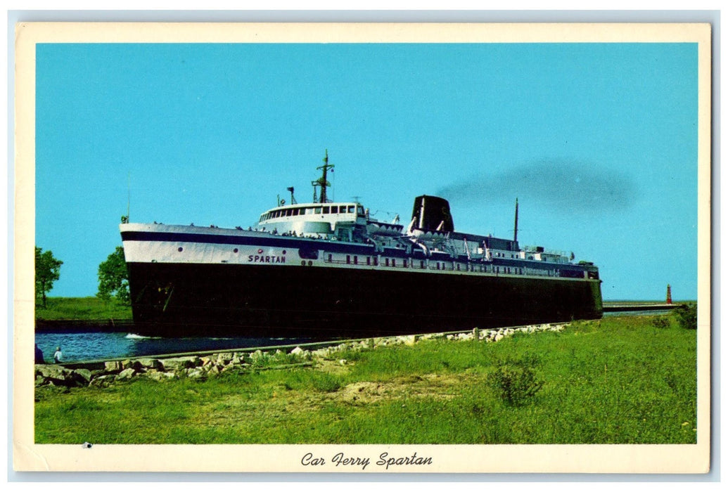 c1960's Car Ferry Spartan Entering The Harbor Ludington Michigan MI Postcard