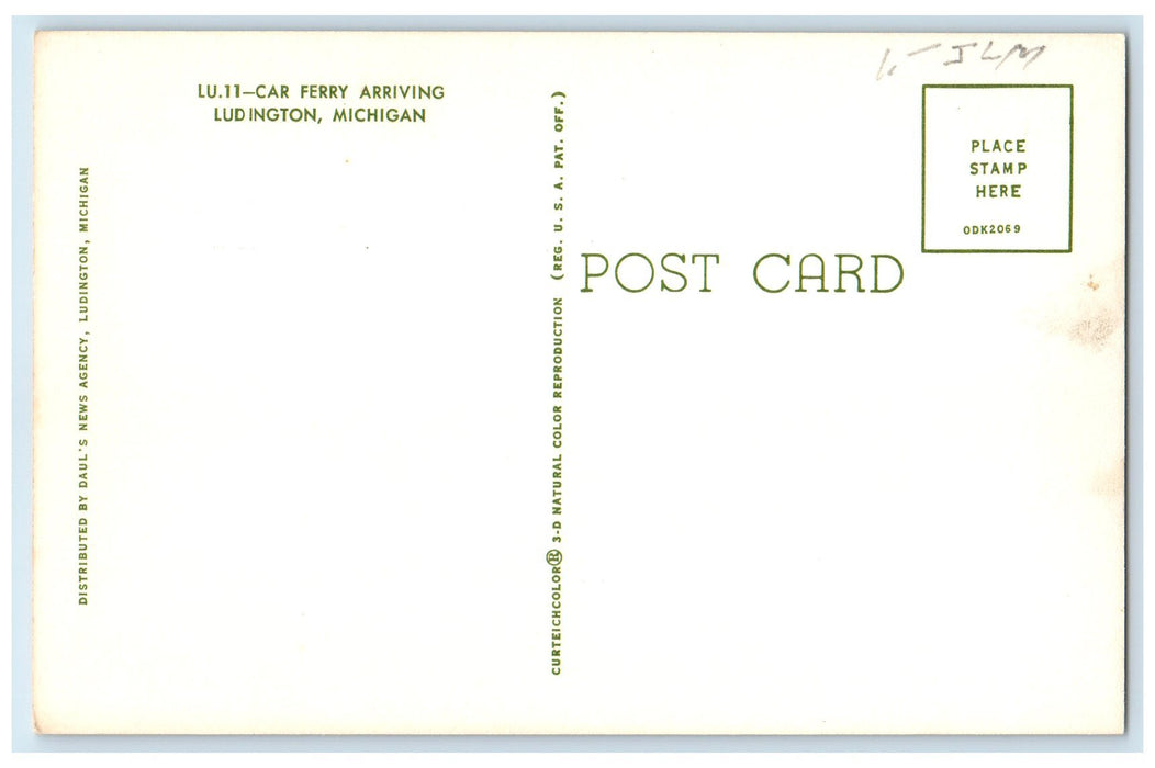 c1960's C. & O. Car Ferry Arriving Scene Ludington Michigan MI Unposted Postcard
