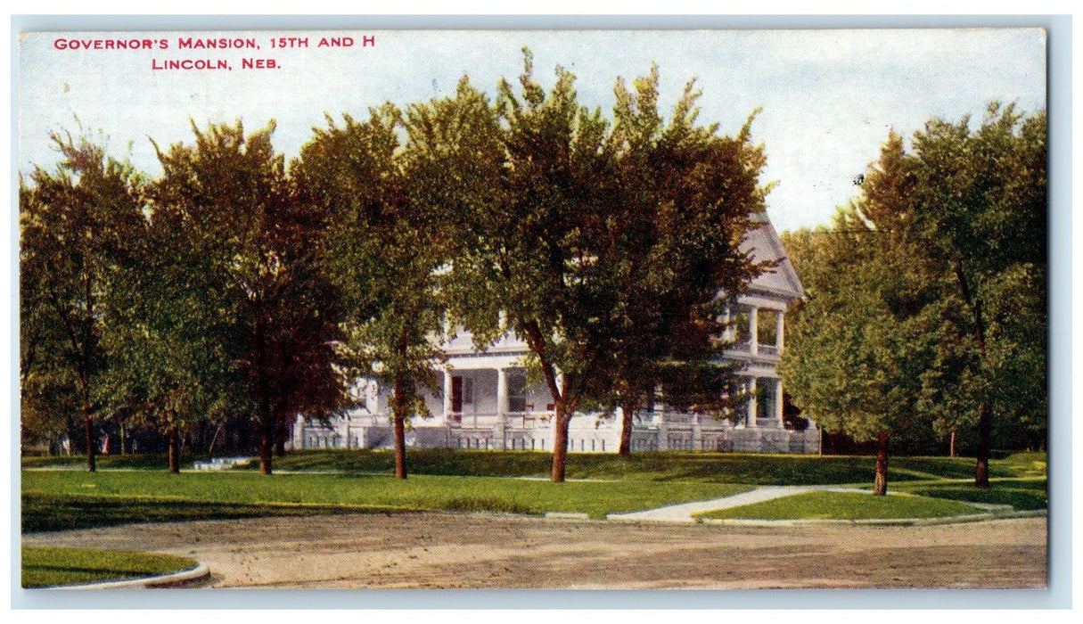 1901 Governor's Mansion 15th & H Dirt Road Trees Lincoln Nebraska NE Postcard
