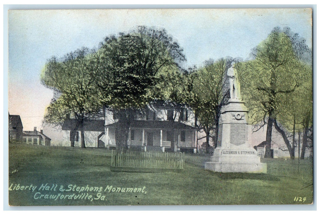 c1950 Liberty Hall Stephens Monument Crawfordville Georgia GA Unposted Postcard