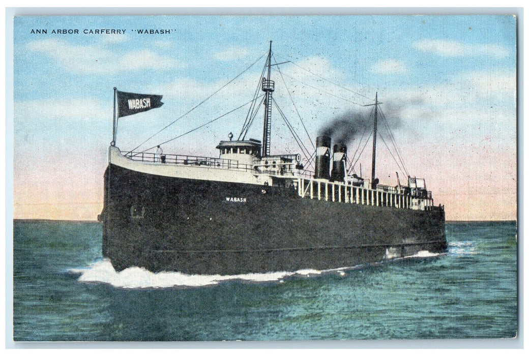 c1940's Ann Arbor Railroad Company's Fleet Carferry Wabash Unposted Postcard