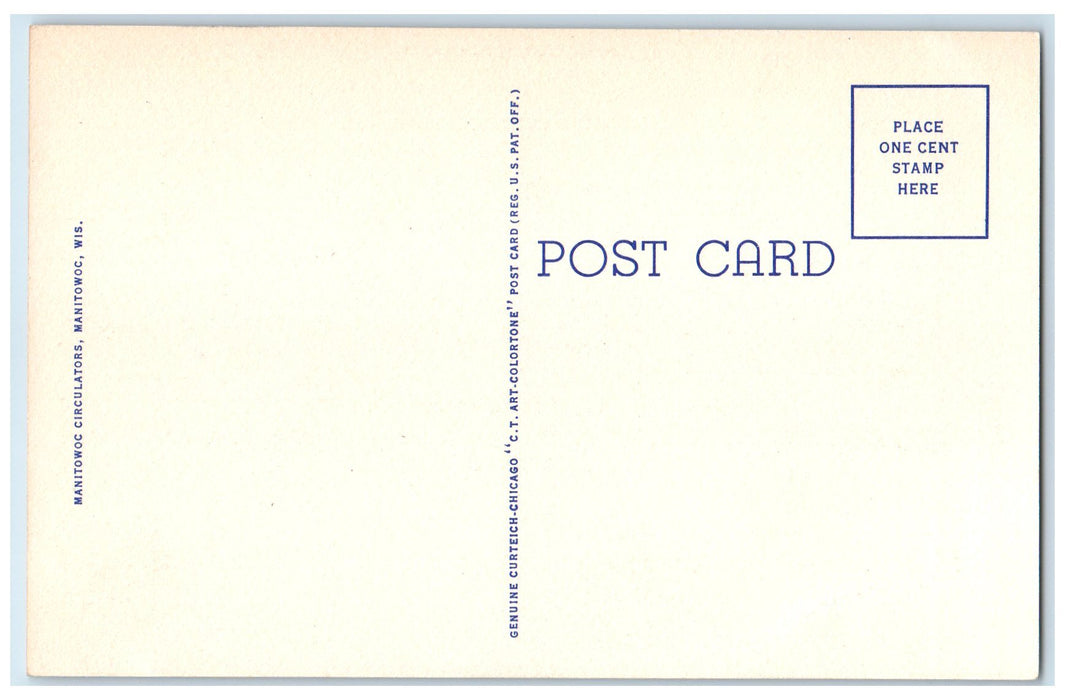c1940's Car Ferry Clearing Eight Street Bridge Manitowoc WI Unposted Postcard