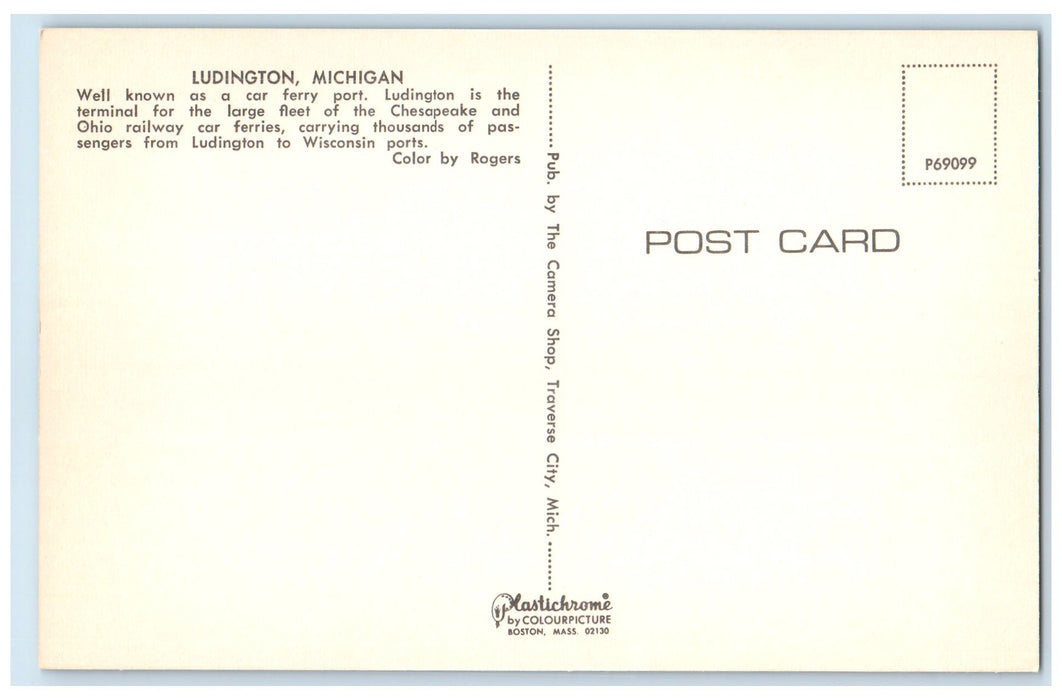 c1960's Scene Of  Well Known Car Ferry Port Scene Ludington Michigan MI Postcard