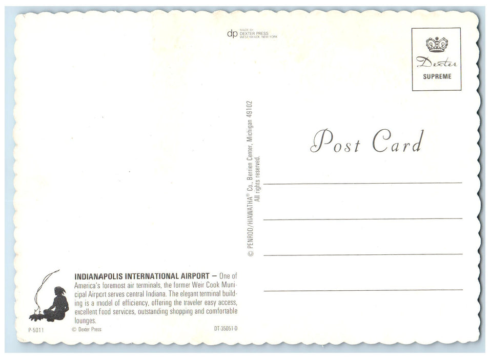c1950's Indianapolis International Airport Terminal Classic Cars IN Postcard