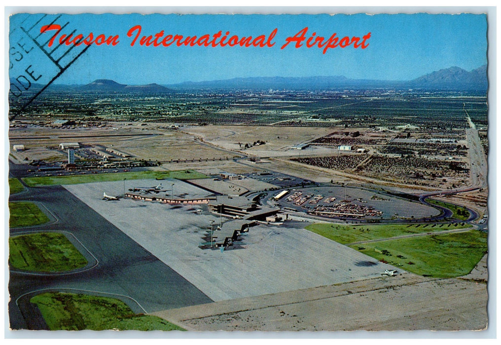 c1950's Tucson International Airport Birds Eye View Arizona AZ Posted Postcard