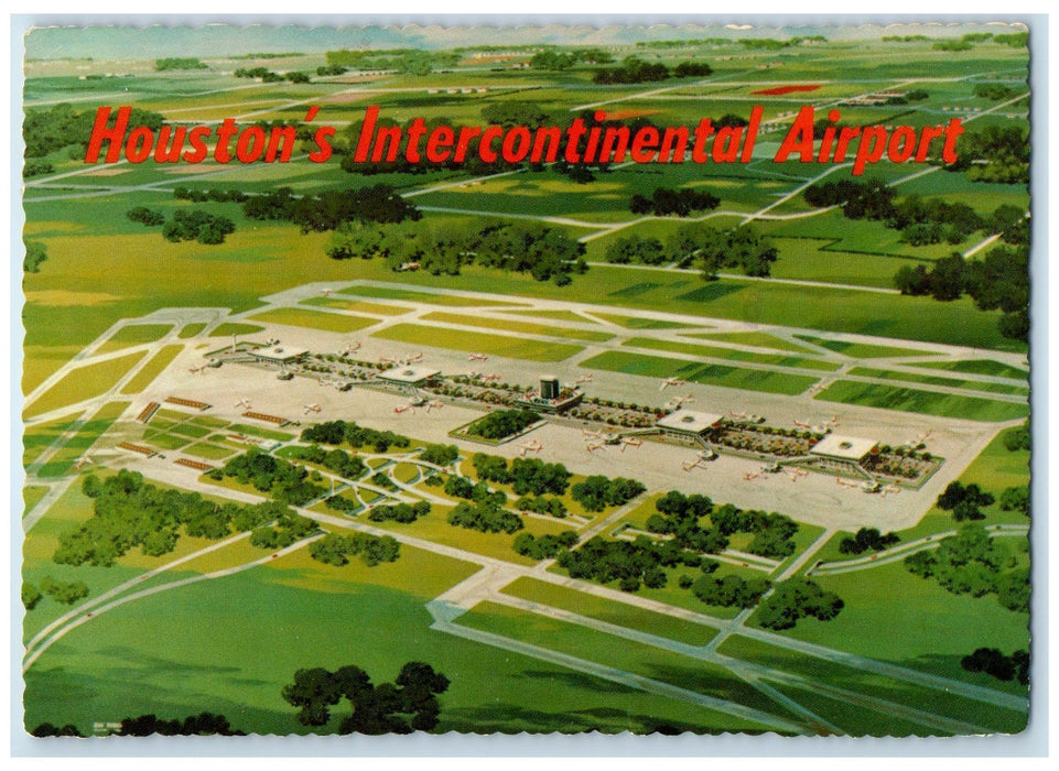 1970 Houston's Intercontinental Airport Birds Eye View Texas TX Posted Postcard