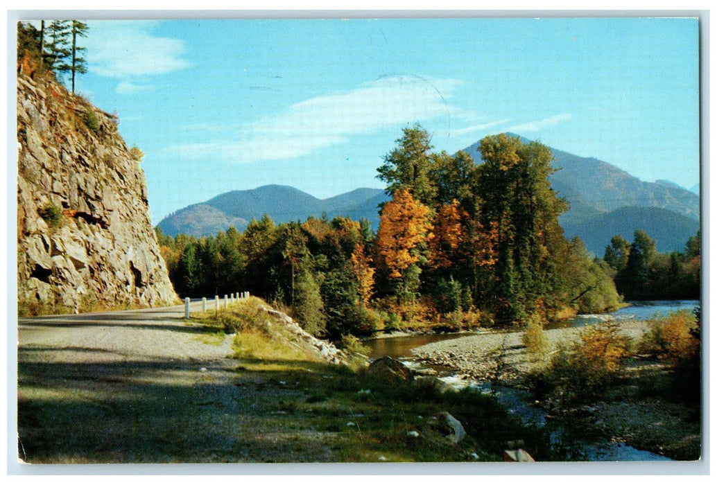1969 Autumn On Stevens Pass Highway Skykomish River View Washington WA Postcard