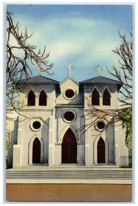 c1940 Church Of  St. Genevieve Building Stairs Las Cruces New Mexico NM Postcard