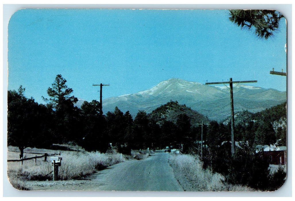 c1950's White Mountain Sierra Blanca From Ruidoso Highway New Mexico NM Postcard