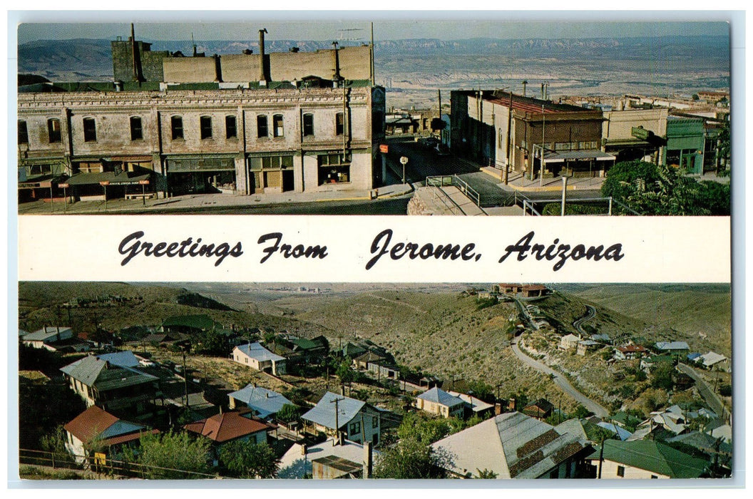 c1950's Greetings From Jerome Largest Ghost City In America Arizona AZ Postcard