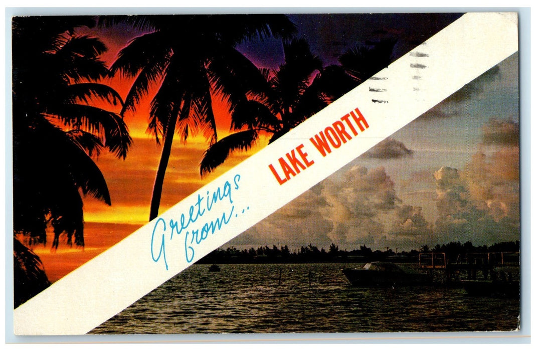 1972 Greetings From Lake Worth Multiple View Boating Florida FL Posted Postcard