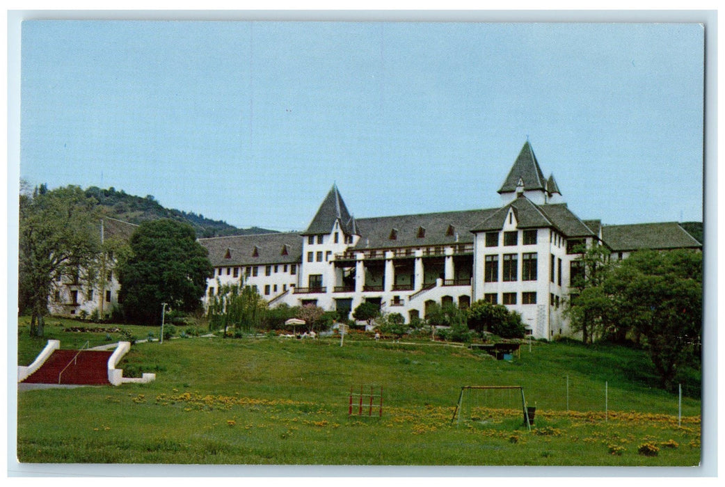 c1950 Lucerne Hotel Building Restaurant Stairs Lucene California CA Postcard