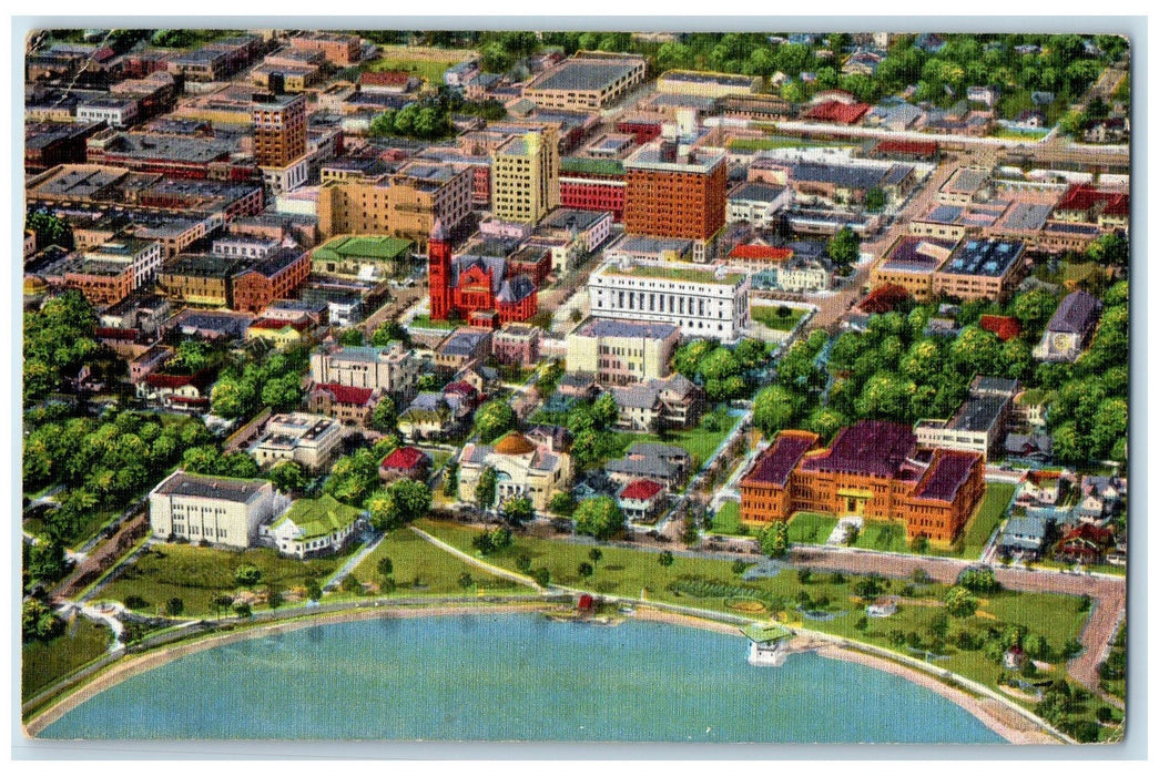 c1940's Airplane View Business Section part Of Lake Eola Orlando Florida FL Post