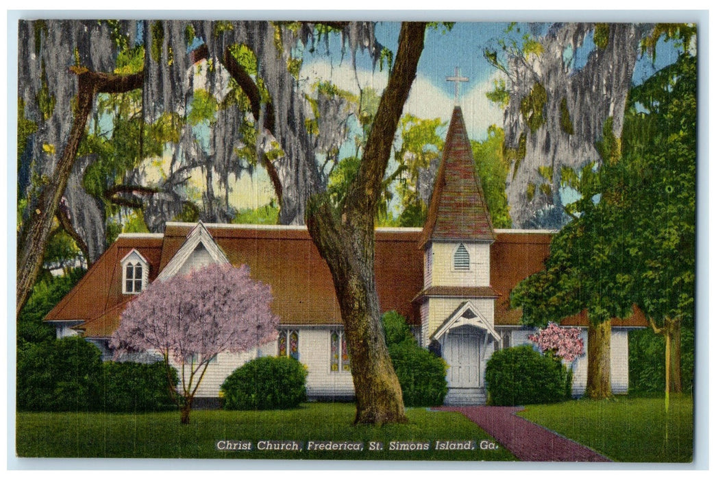 c1940's Christ Church Frederica St. Simons Island Georgia GA Unposted Postcard