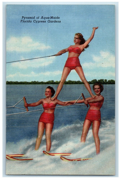 c1940's Pyramid Of Aqua-Maids  Florida Cympress Polk County Florida FL Postcard
