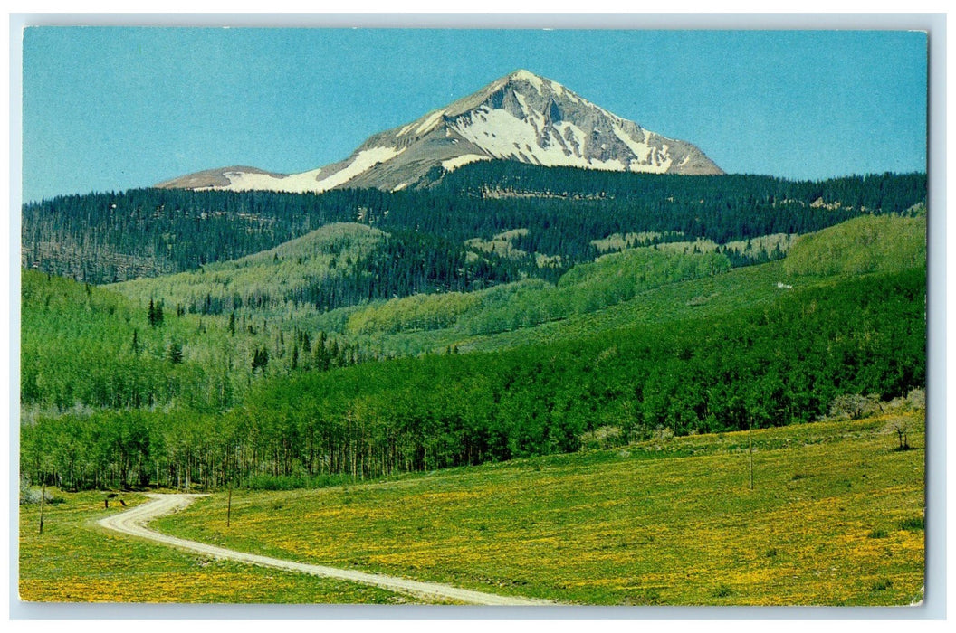 c1950's Lone Cone Snowcapped San Miguel Mountains Western Colorado CO Postcard