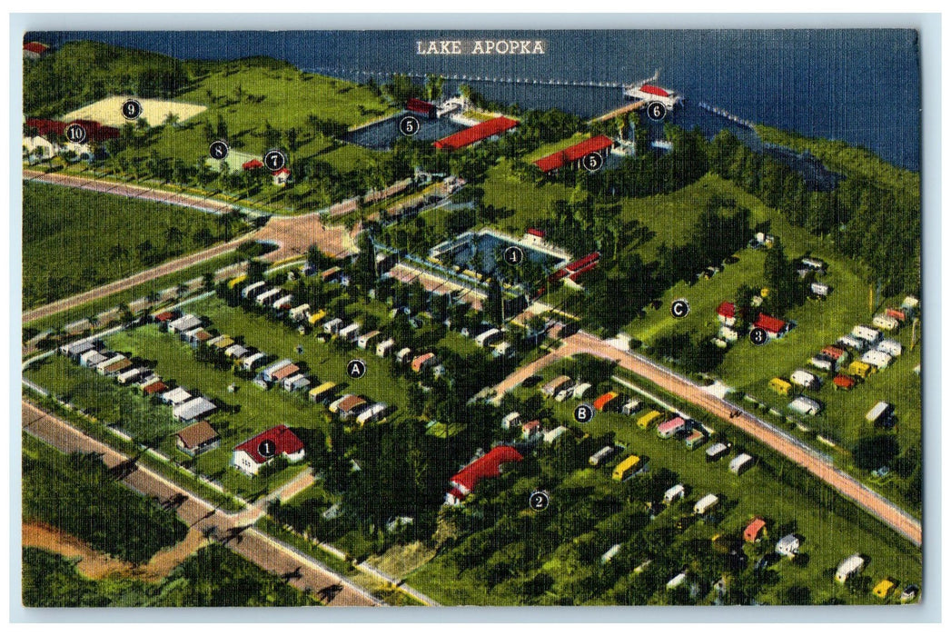 c1940's Trailer City Lake Apopka Winter Garden Florida FL Unposted Tree Postcard
