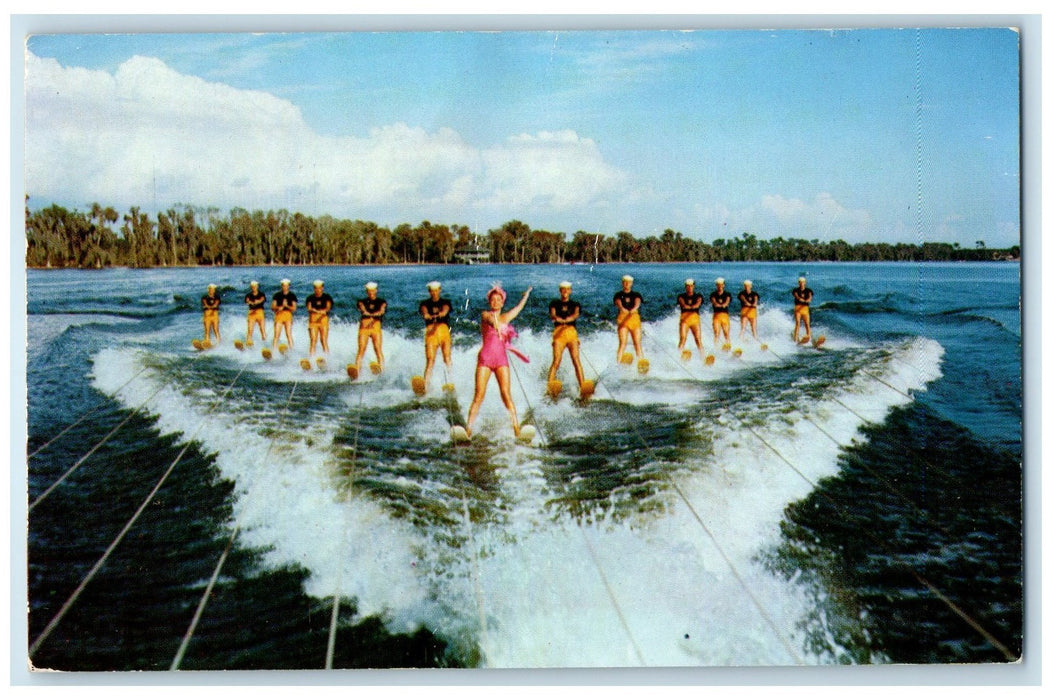 1959 Water Skiers Famous Cypress Gardens Winter Haven Florida FL Posted Postcard