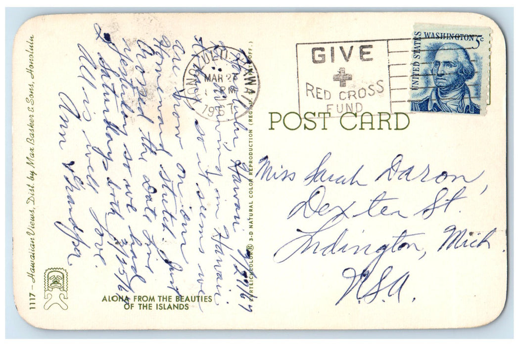 1967 Aloha From The Beauties Of The Islands Honolulu Hawaii HI Posted Postcard