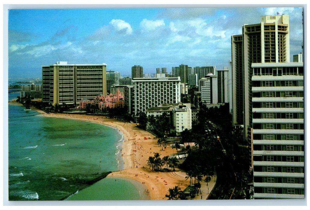 1983 Royal Hawaiian Lining Waikiki Beach Honolulu Hawaii HI Posted Postcard