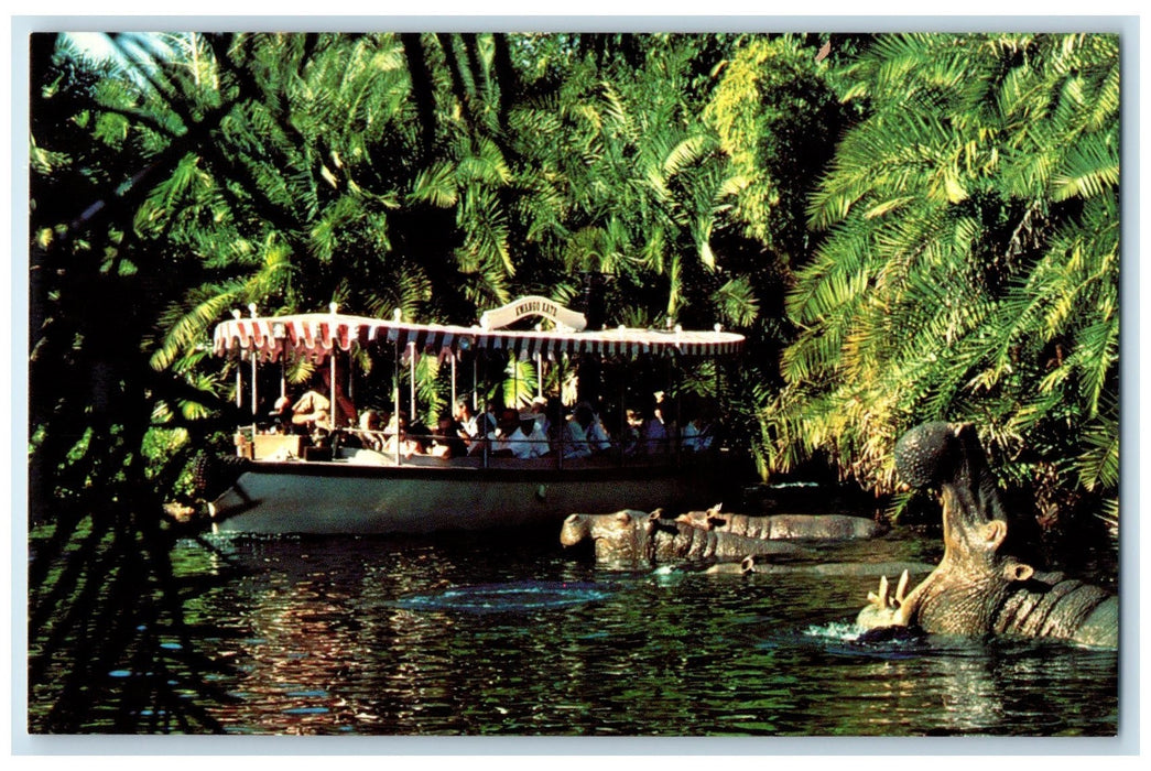 c1960's Jungle Cruise Explorer's Boat Cruise Scene In Adventureland Postcard