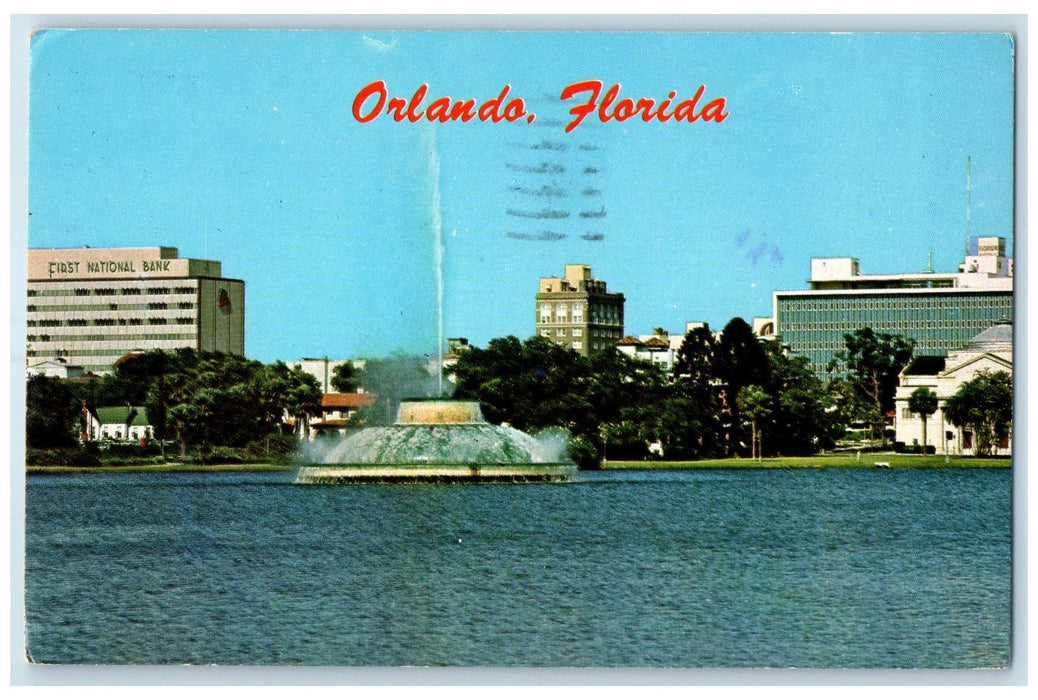 1977 Centennial Fountain Lake Eola And Skyline City Orlando Florida FL Postcard